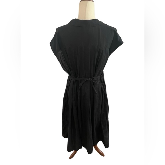 FREE PEOPLE Black Collared Cotton Linen Blend Midi Dress New With Tags - Picture 5 of 10